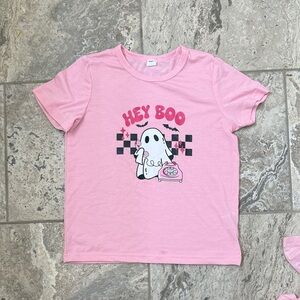 Like New Size 6 SHEIN Pink 'Hey Boo' Graphic Tee